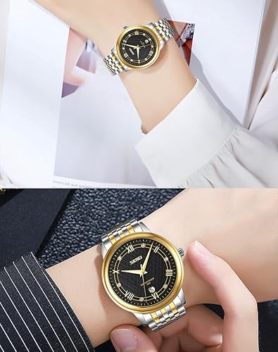 Miniatura 5 de SKMEI Watches for Couples Men and Women His and Hers Pair Watch Set Husband Wife Valentines Matching Wedding Gifts Classic Stainless Luxry Business