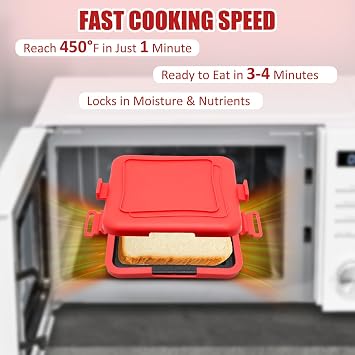 Microwave Toastie Sandwich Maker, Microwave Toastie Maker with Removable Non-Stick Plates & Silicone, Quick-cooking and Easy-Clean Micro Toastie, Perfect for Sandwiches,Paninis, and Fried Eggs