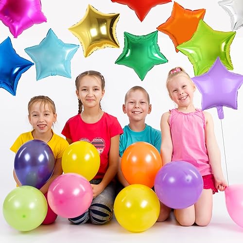 Miniatura 5 de FEYG Globos de papel de aluminio, 10 unidades, 18 pulgadas, coloridos, para helio, decoraciones de fiesta, cumpleaños, boda, graduación, amplias