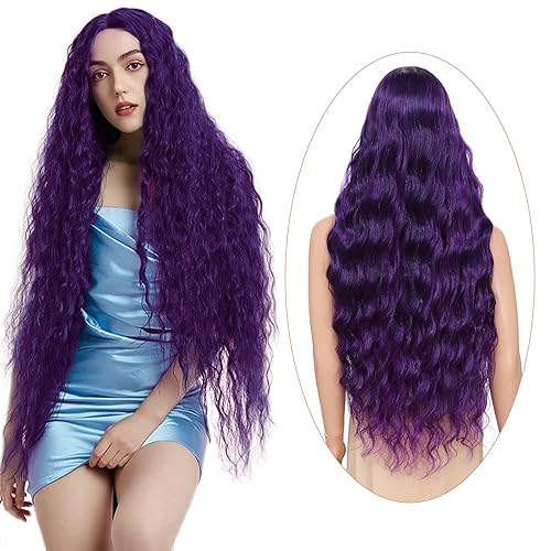 Long Purple Wig for Women 36 inch Super Long Water