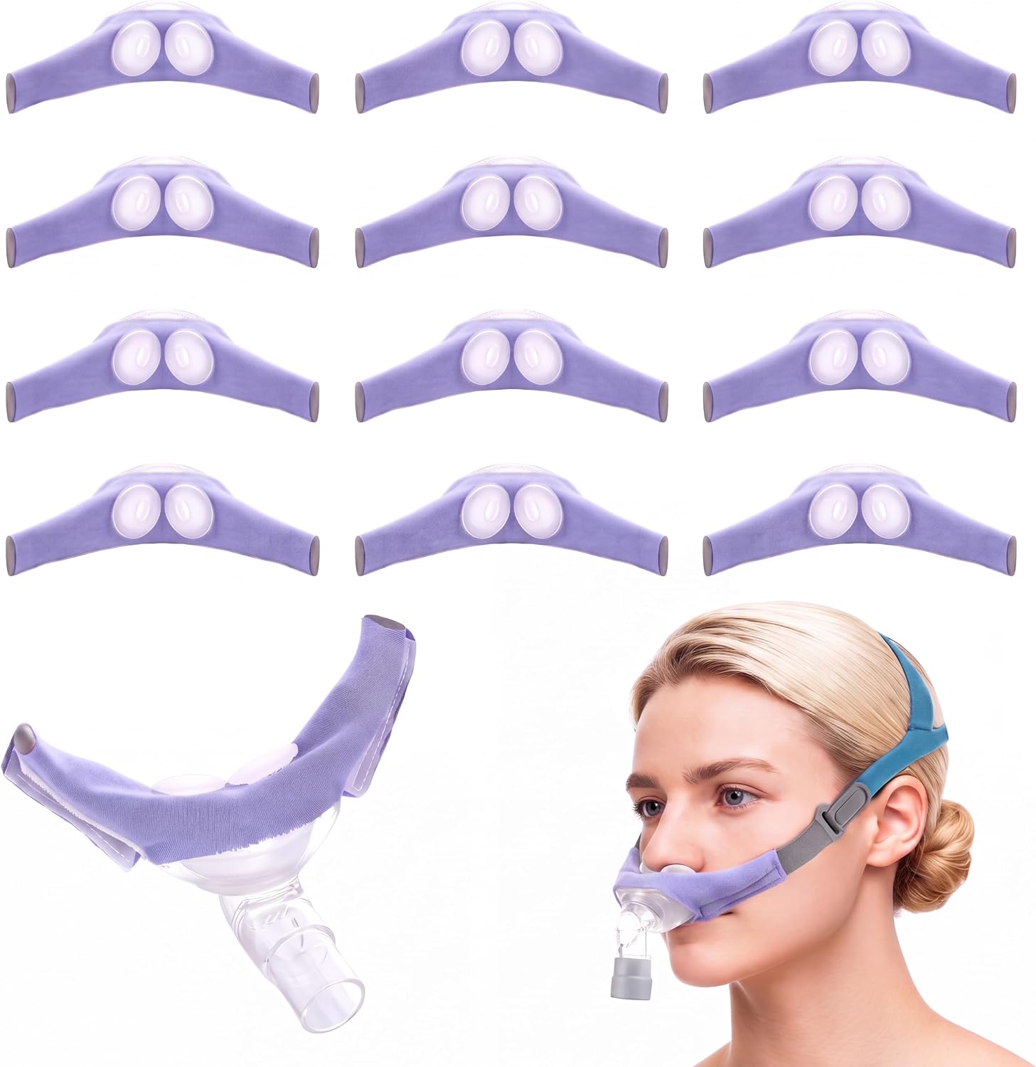 Nuanchu 12 Pcs Nasal Pillow Liner for CPAP Cushion Nasal, Blue