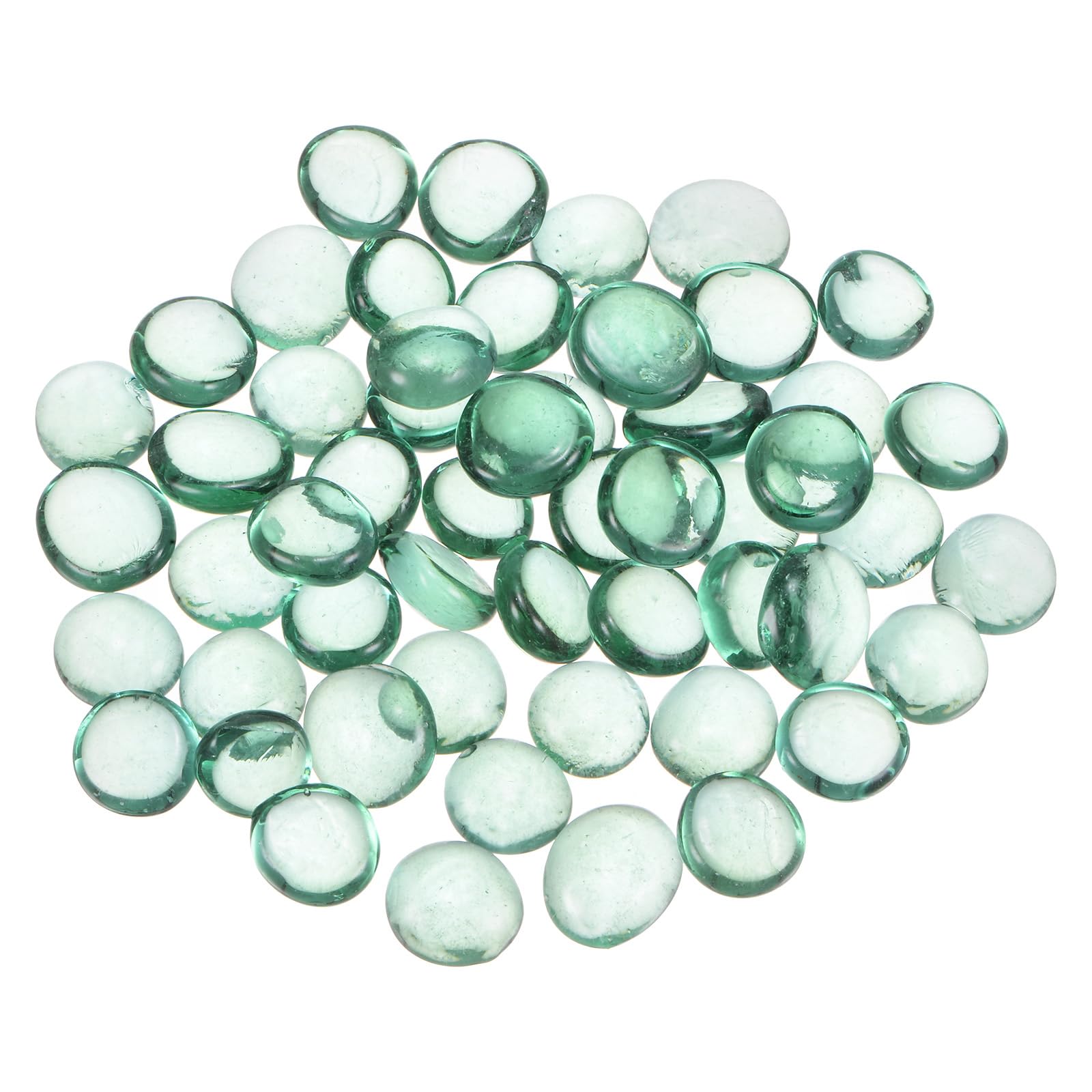 QUARKZMAN 67Pz Perline Vetro Focolare, Perline Marmo Piatte, Ciottoli Vetro, Perline Riempire Vasi Acquario e Decorazione Giardino 17-19mm (2/3-3/4), 300g/0.66lbs Verde