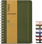 Lined Spiral Journal Notebook, A5 Hardcover Spiral Journals for Women Men, 150 Numbered Pages Spiral Bound Notebook, 100 GSM College Ruled Notebooks for Writing Note Taking Working 5.75" x 8.38" Black