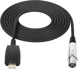 SinLoon USB to XLR Microphone Cable 10FT USB Male to XLR Female 3 Pin Converter Cable Studio Audio Cable for Instruments Recording Karaoke Singing or Microphones