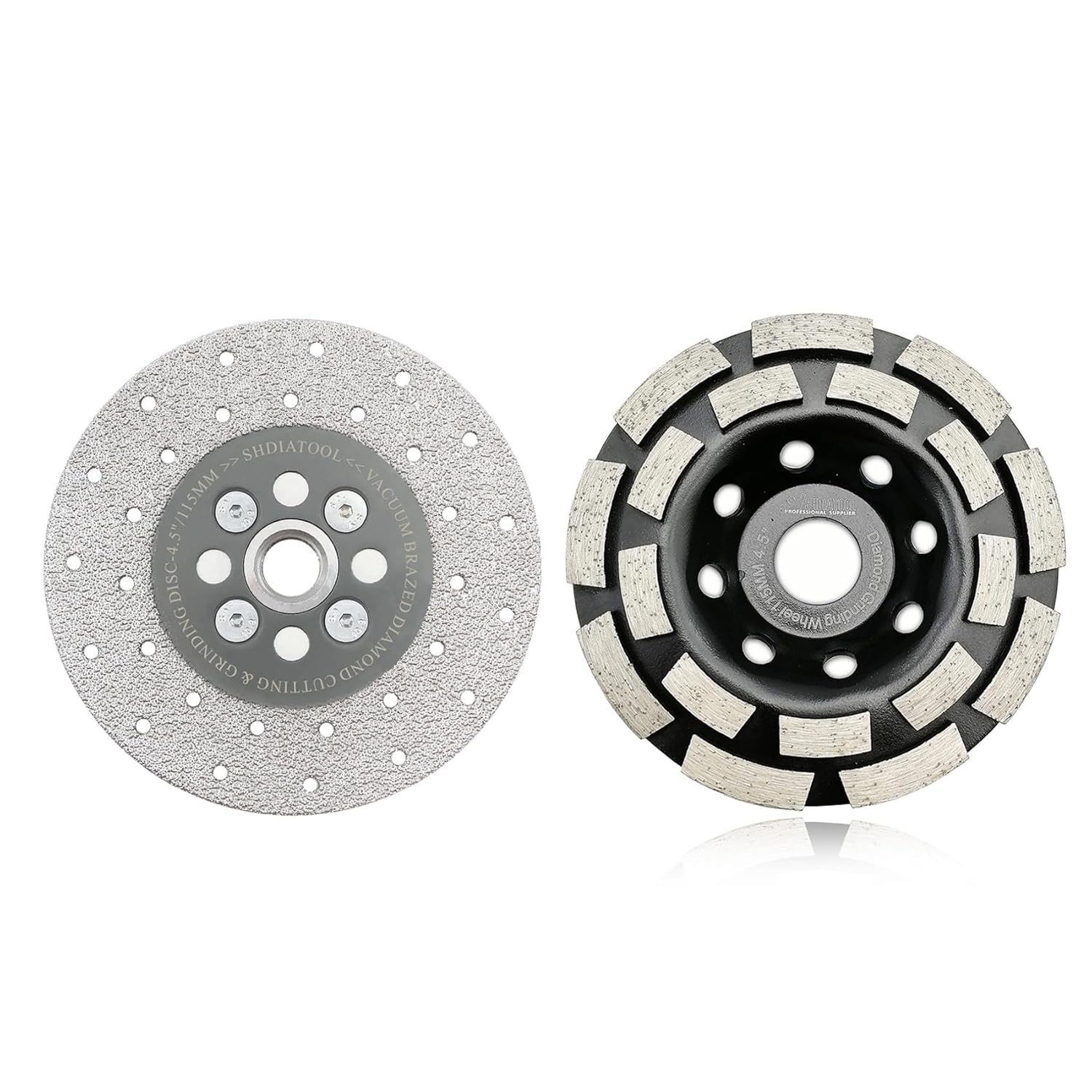 SHDIATOOL 4-1/2 Inch Diamond Cutting Grinding Disc Fits 5/8-11 Arbor for Marble Ceramic Double Sided Vacuum Brazed Fast Cutting Shaping Grinding Wheel