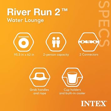 INTEX River Run 2 Inflatable 2-Person Floating Lake Lounge, 3-Pack