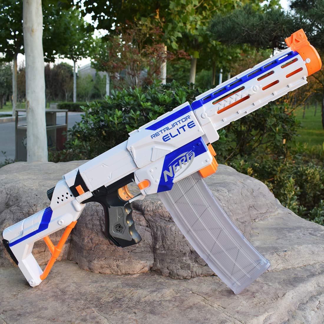 Elite Clip Magazine 22 Dardi Per Nerf N-Strike – Ricarica Rapida In ABS E Acciaio, Colore Arancione
