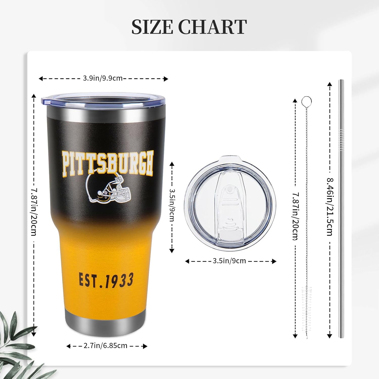 30oz Insulated Car Tumbler Coffee Mug,Sports Travel Football Mug, Classic Collection Gifts for Men Women Fans,With lid and straw - Image 2
