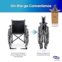 Vista 6 de Invacare Sillas de ruedas para adultos, Brazos de escritorio acolchados extraíbles en forma de L, reposapiés abatible, Silla de ruedas ligera