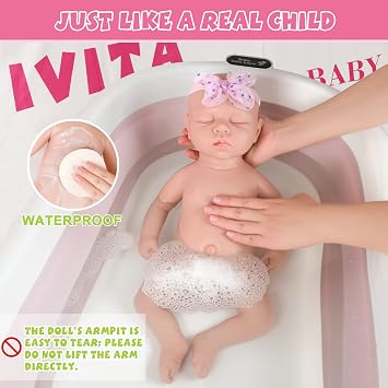 IVITA 17 inch Full Body Silicone Baby Dolls Realistic,Not Vinyl Dolls, Real Solid Full Silicone Reborn Baby Dolls Newborn Baby Dolls - Girl