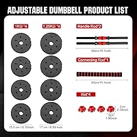 Vista 3 de Adjustable Dumbbell Set, 22lbs Free Weights Dumbbells Set, 3 in1 Dumbbells Set Used as Barbell,Push-up Stand, Weight Set for Home Gym, Fitness