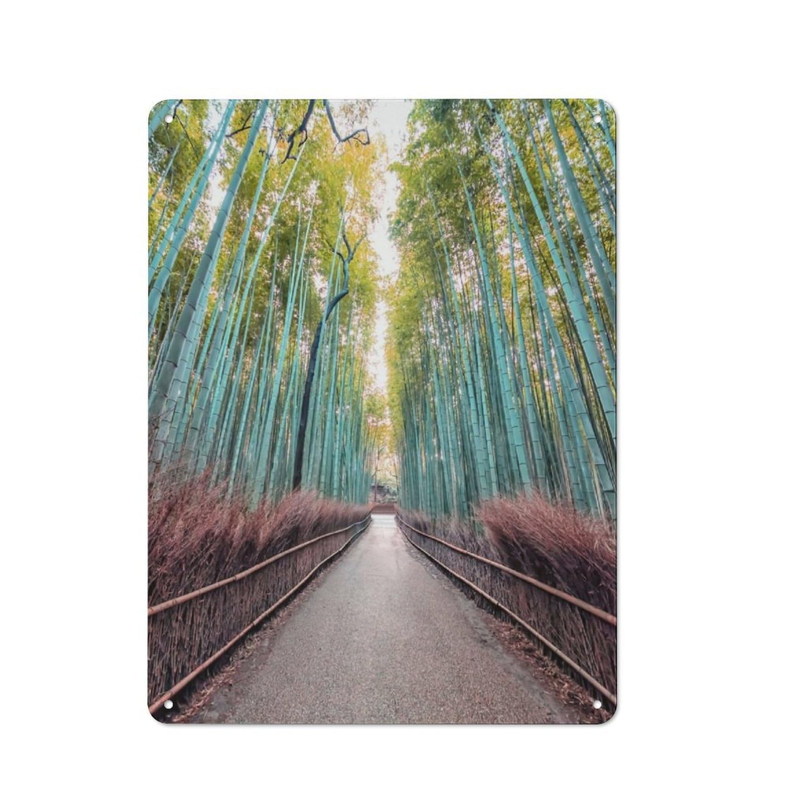 Junmoney Bamboo Alley Metal Wall Sign 40X30cm, Rustic Decor For Hallway Wall, For Metal Sign Collectors, For Garage And Workshop Walls