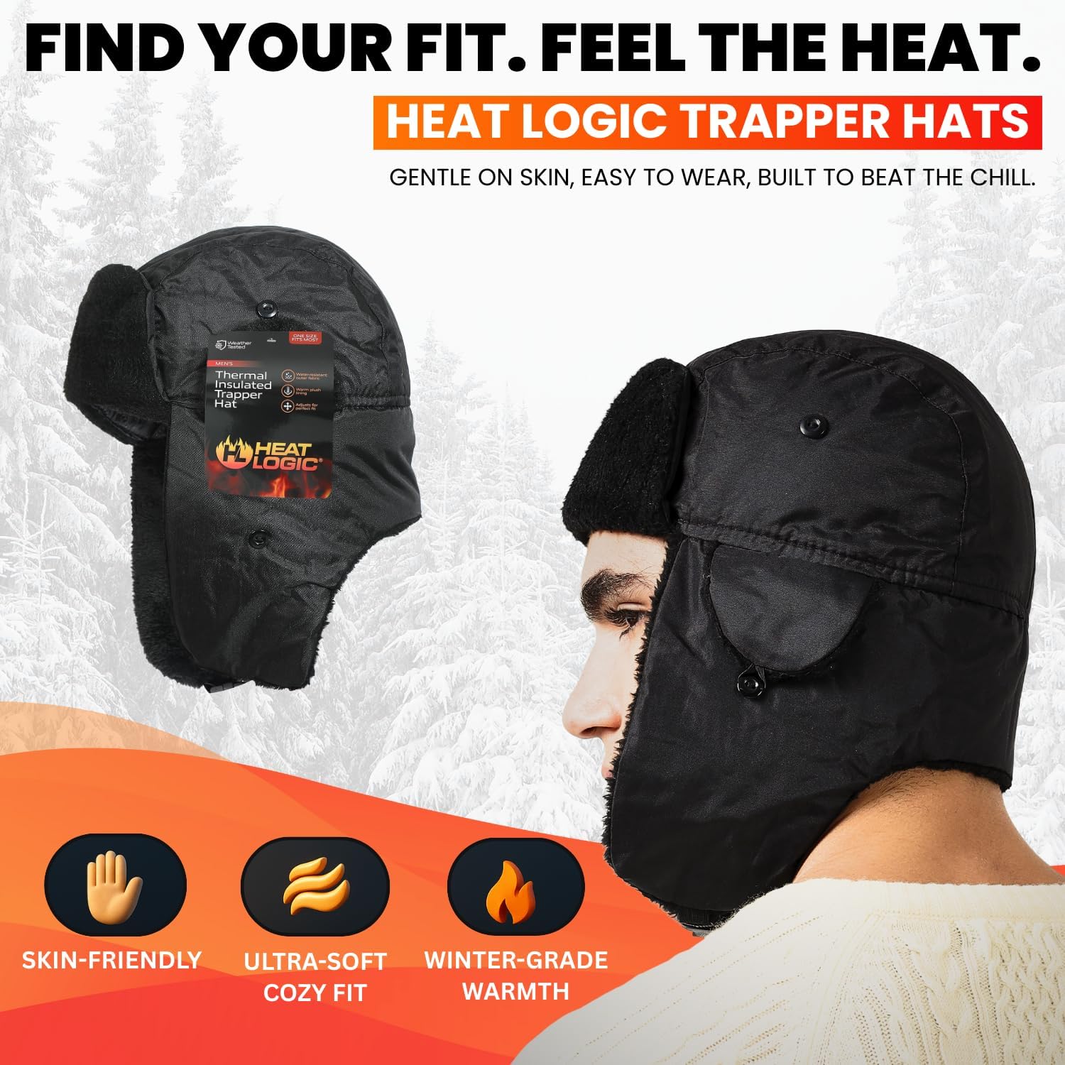 Heat Logic Sherpa Fleece Balaclava and Trapper Hat for Men, Warm Winter Face Mask for Adult, Face Cover Winter Hat - Image 4