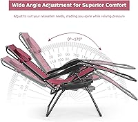 Vista 6 de HAPPYGRILL Zero Gravity - Silla reclinable plegable para patio al aire libre, playa, patio, piscina, vino