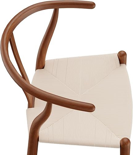 Miniatura 10 de Tomile Silla Wishbone de madera maciza, silla en Y, reposabrazos de mediados de siglo, asiento de cáñamo (madera de ceniza, color madera natural)