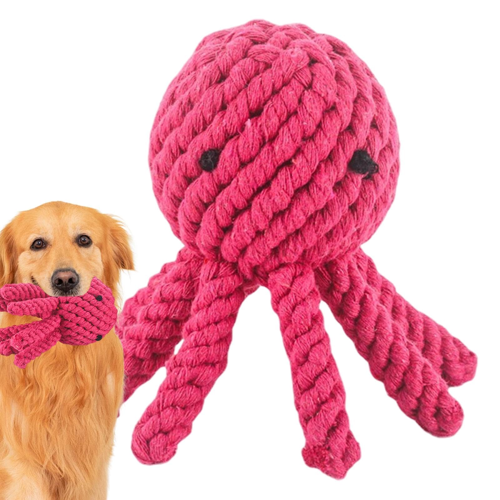 Qurygin Rope Octopus Dog Toy,Pull Octopus Bite Toys - Tug of War Training Chewing Toy, Interactive Dog Cotton Rope Bite Toy for Puppy, Small to Large Dog
