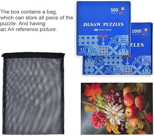 Miniatura 5 de Rompecabezas de frutas y flores de otoño, rompecabezas de 1000 piezas, con letras en la parte posterior, rompecabezas para adultos