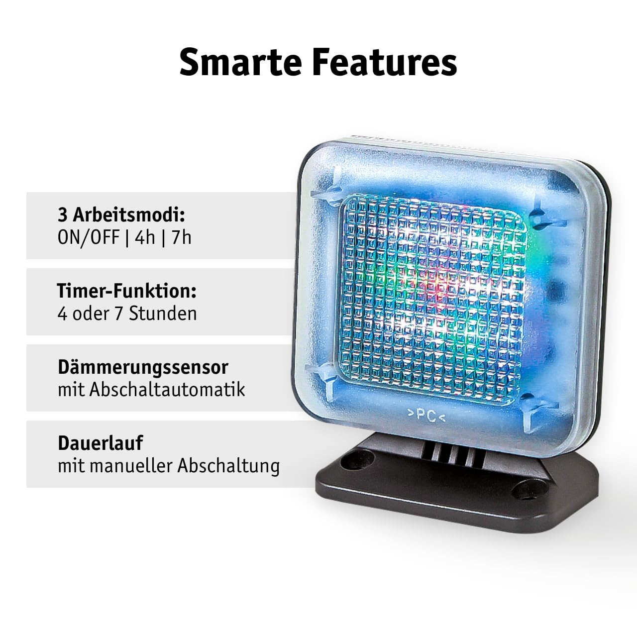 WALTER TV-Simulator, Bildschirm-Simulator, kraftvolle und sparsame LED-Lichter, hohe Sicherheit, einstellbare Laufzeit EIN/4h/7h, sehr realistisch, Einbruchsschutz, Fake-TV