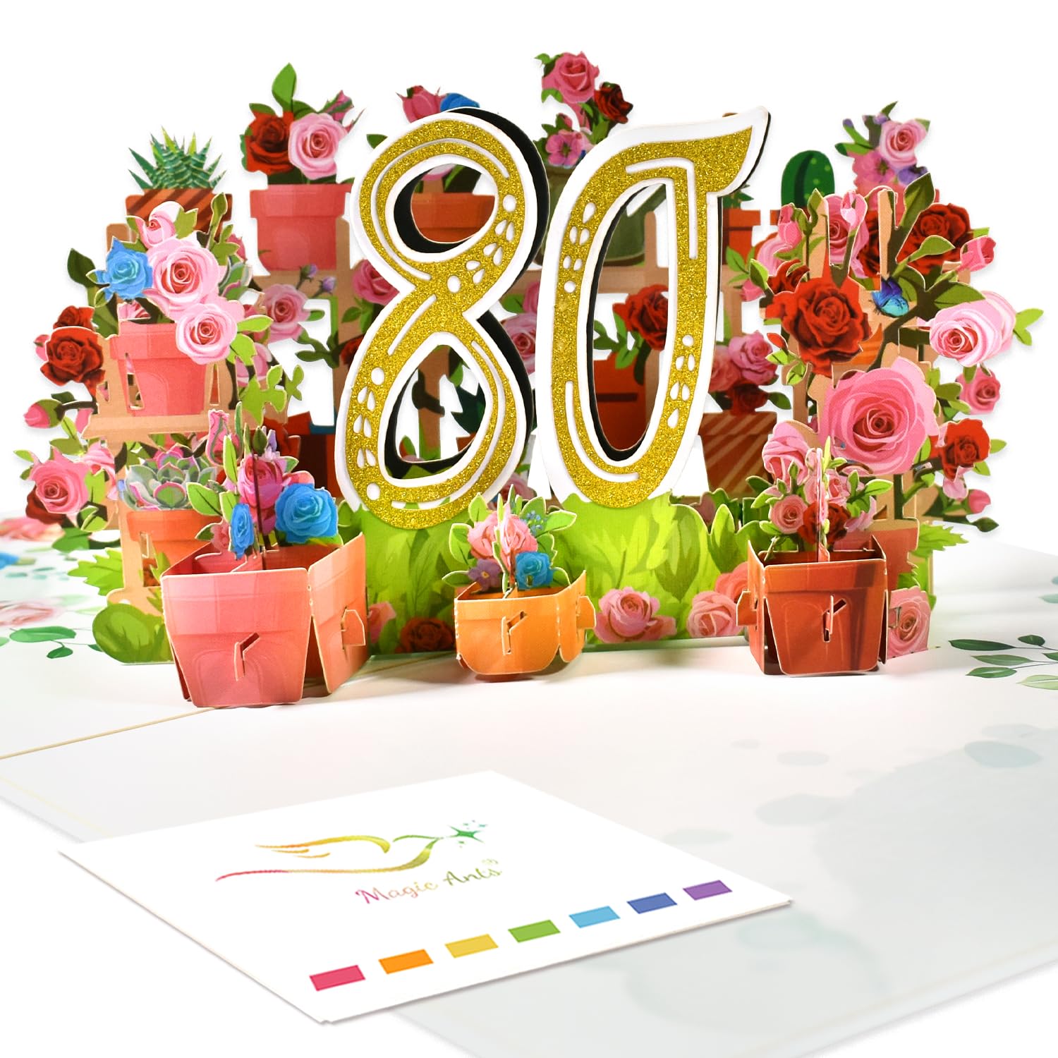 3D Pop-Up Karte zum 80. Jubiläum oder Geburtstag | Gartenmot