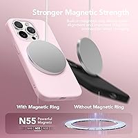 Vista 924 de GONEZ Funda de silicona para iPhone 15 Pro Max, compatible con Magsafe, protector de cámara + protector de pantalla, forro de microfibra suave Negro