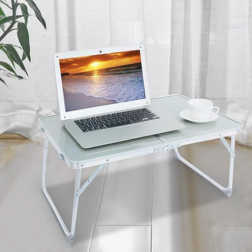 Meticpr Escritorios plegables para laptop, mesa de bandeja para portátil de 23.6 pulgadas, mesa de bandeja de cama portátil, escritorio para laptop