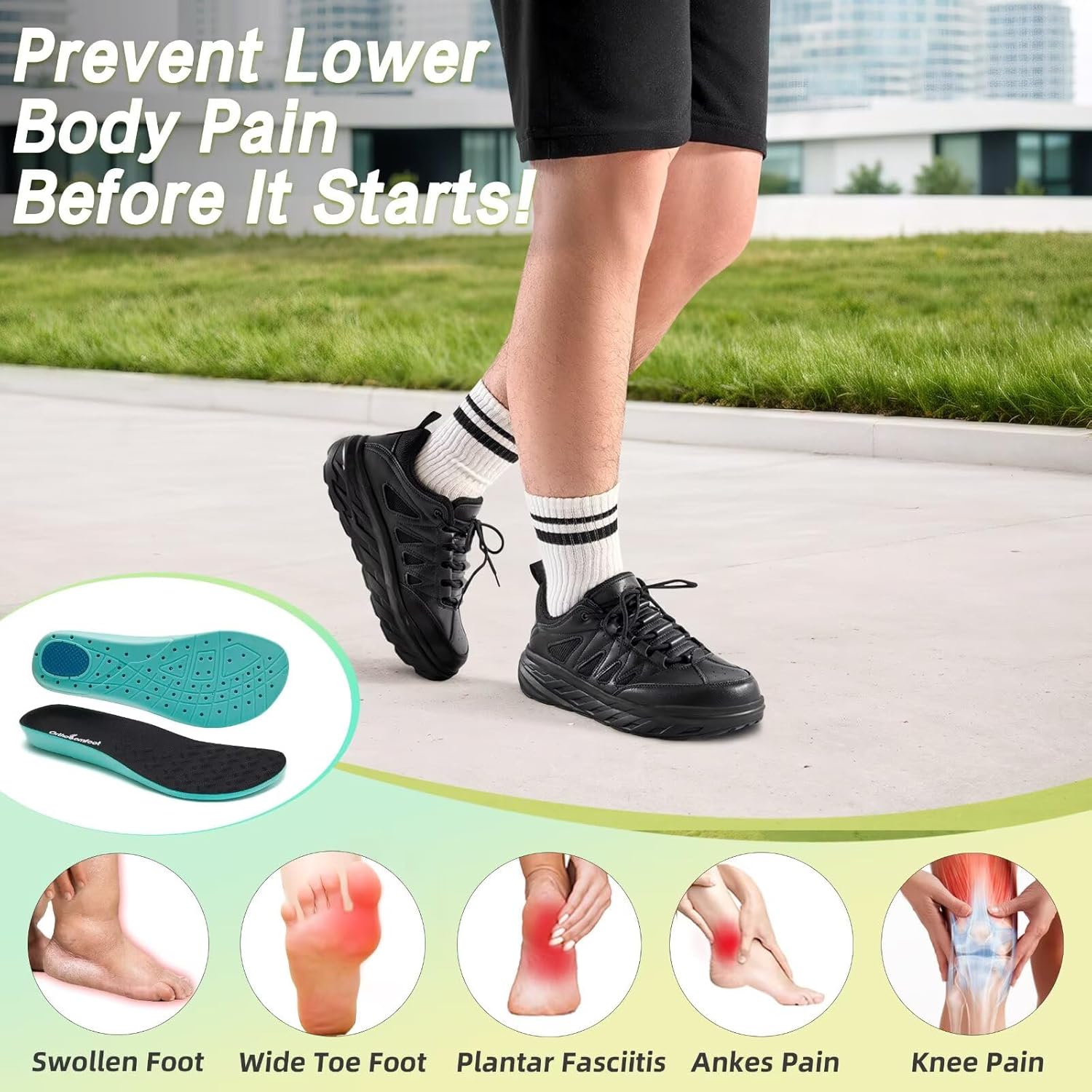 Men's Orthopedic Wide Leather Dress Shoes: Diabetic Arch Support Plantar Fasciitis Comfortable Casual Walking Shoes, Orthotic Flat Feet Work Tennis Sneakers for Swollen Feet and Heel Pain Relief - Image 2