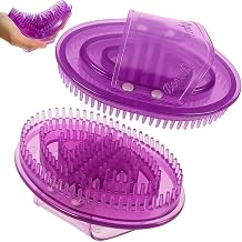 Pack of 2 Body Massage Brushes, Massage Brush for Muscle Relaxation and Recovery, Silicone Body Brush with Ergonomic Design, Ideal for Fitness, Travel and Office, 14.2 x 9 cm, Purple
