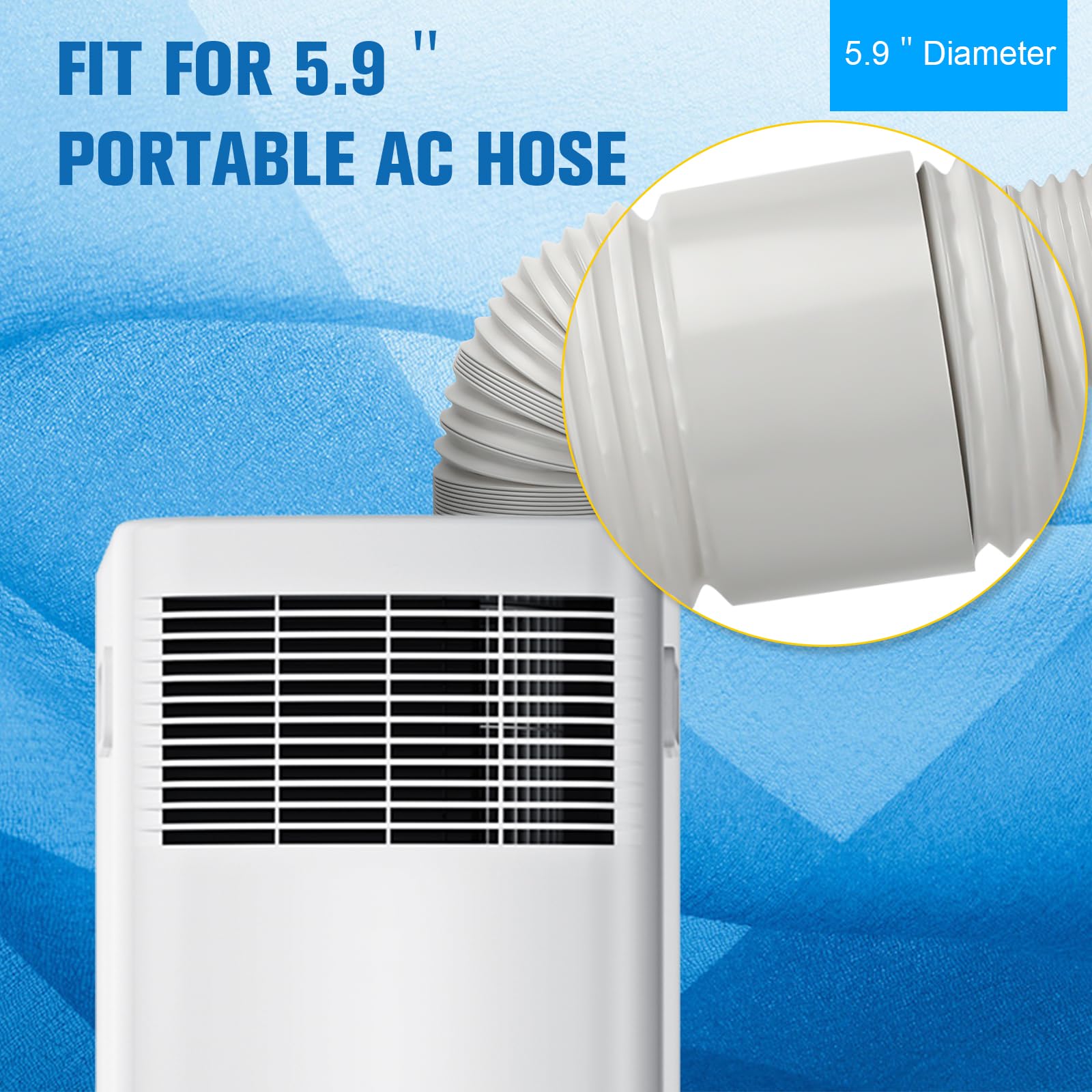 Kit di tubi flessibili portatili per condizionatore d'aria AC con accoppiatore, diametro 15 cm, con 2 tubi flessibili di lunghezza 150 cm e lunghezza 199,9 cm, tubo di scarico universale flessibile