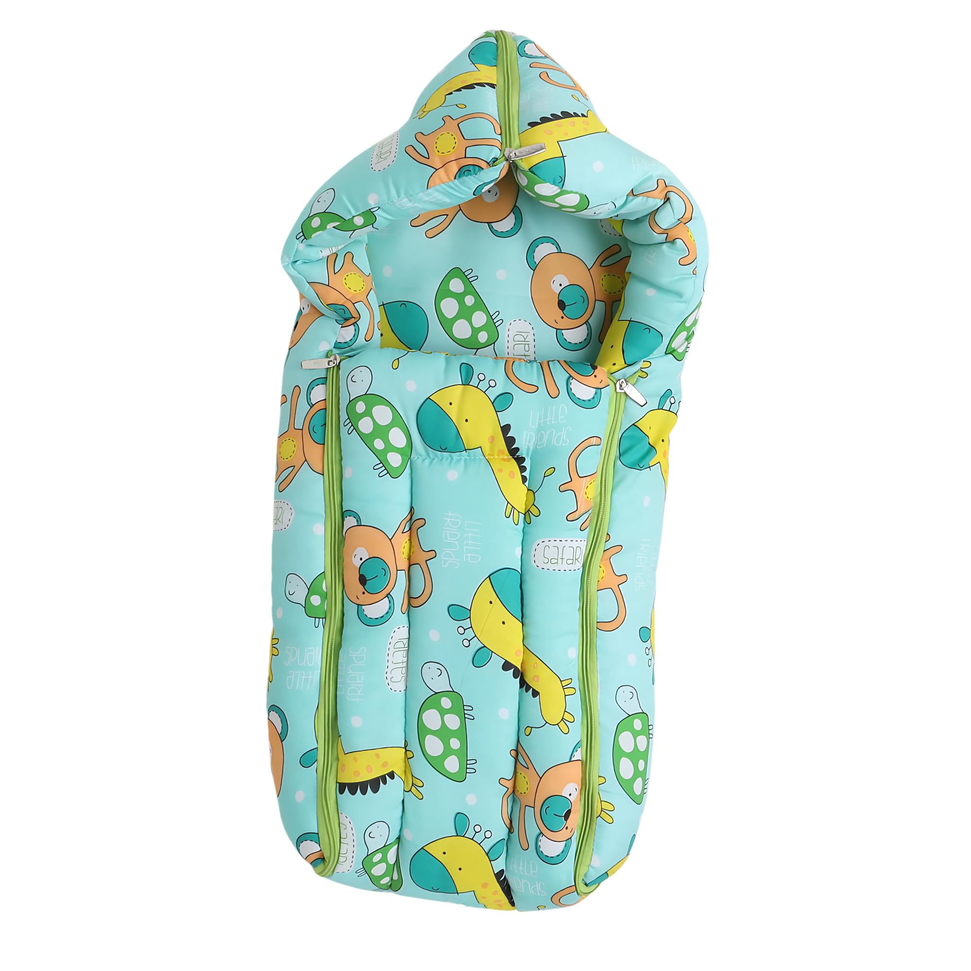 PALMY24 Breathable Baby Carry Bag – Soft, Lightweight & Portable Carring Bag for Baby with Cartoon Animal Print, 0-36 Months, Yellow, Double Zipper Design - P 494 Green P2-picture-10