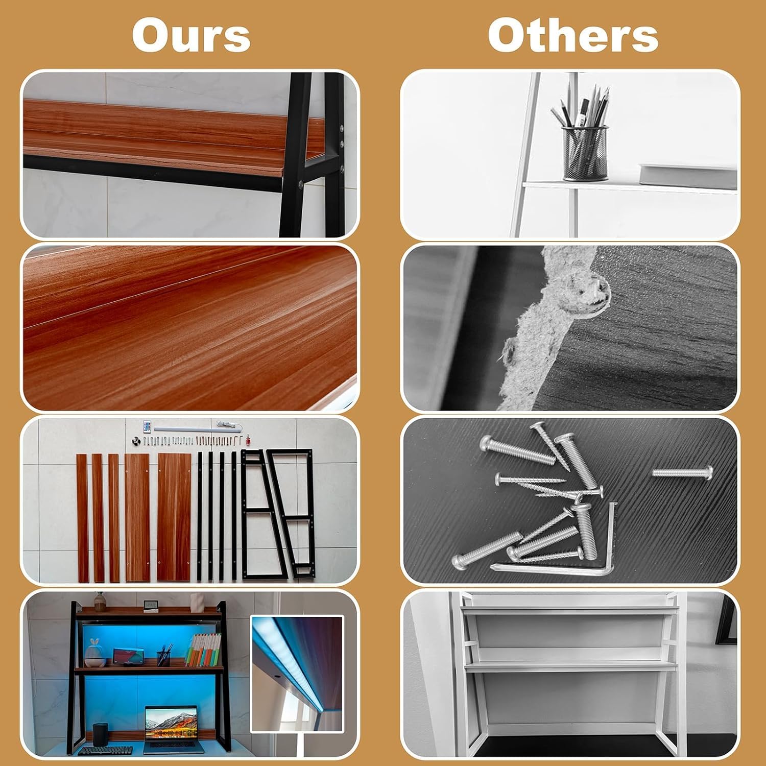 2-Tier Dorm Desk Hutch - Multipurpose Bookshelf & Space-Saving Organizer for Home Office & Desktop - Stylish Ladder Bookcase Display Rack (White Length 21.6 inches)