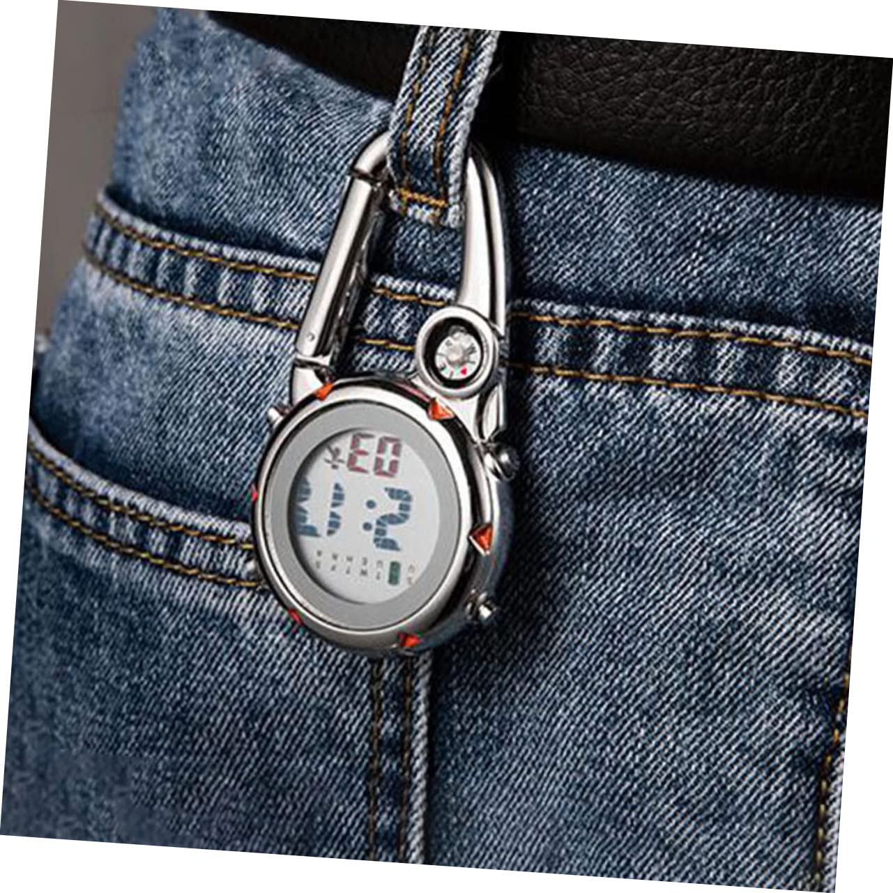 BESPORTBLE 2 Stück Kletteruhr aus Edelstahl mit Metallclip Tragbare Clip Uhr für Outdoor Abenteuer Leicht und Vielseitig Am Rucksack oder Gürtel zu Befestigen