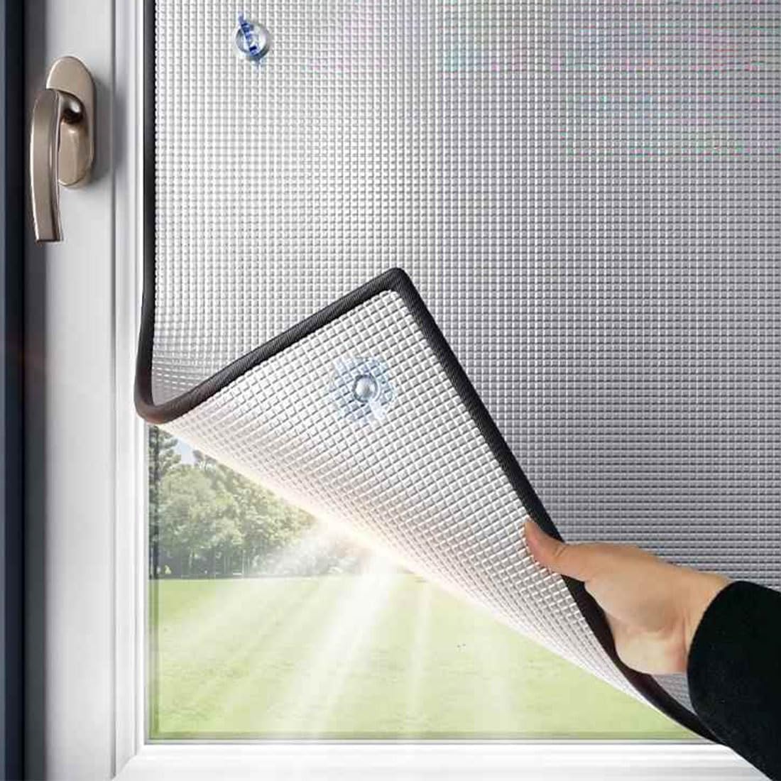 Total Blackout Privacy Window Film,Aluminum Foil Insulation Window Tint,Heat Control Sun Protection Window Film,Anti Uv Reflective Glass Film for Sun Room/Bathroom,with Suction Cups(40"x60")