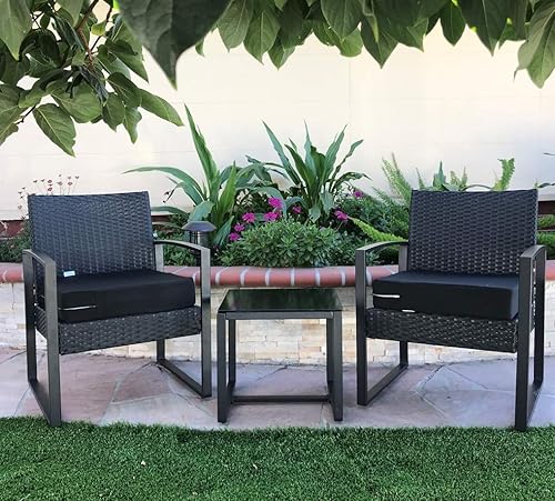 Miniatura 4 de CozyLounge Just Black - Fundas de cojín para silla de patio, repelente al agua, para exteriores, (22 x 14 x 4 pulgadas (4 fundas))