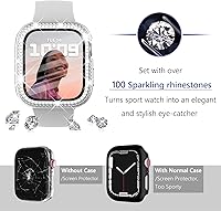 Vista 2 de Wingle Compatible con Apple Watch Series 9, 8, 7, Funda protectora de pantalla de 1.772 pulgadas con vidrio templado, fundas protectoras