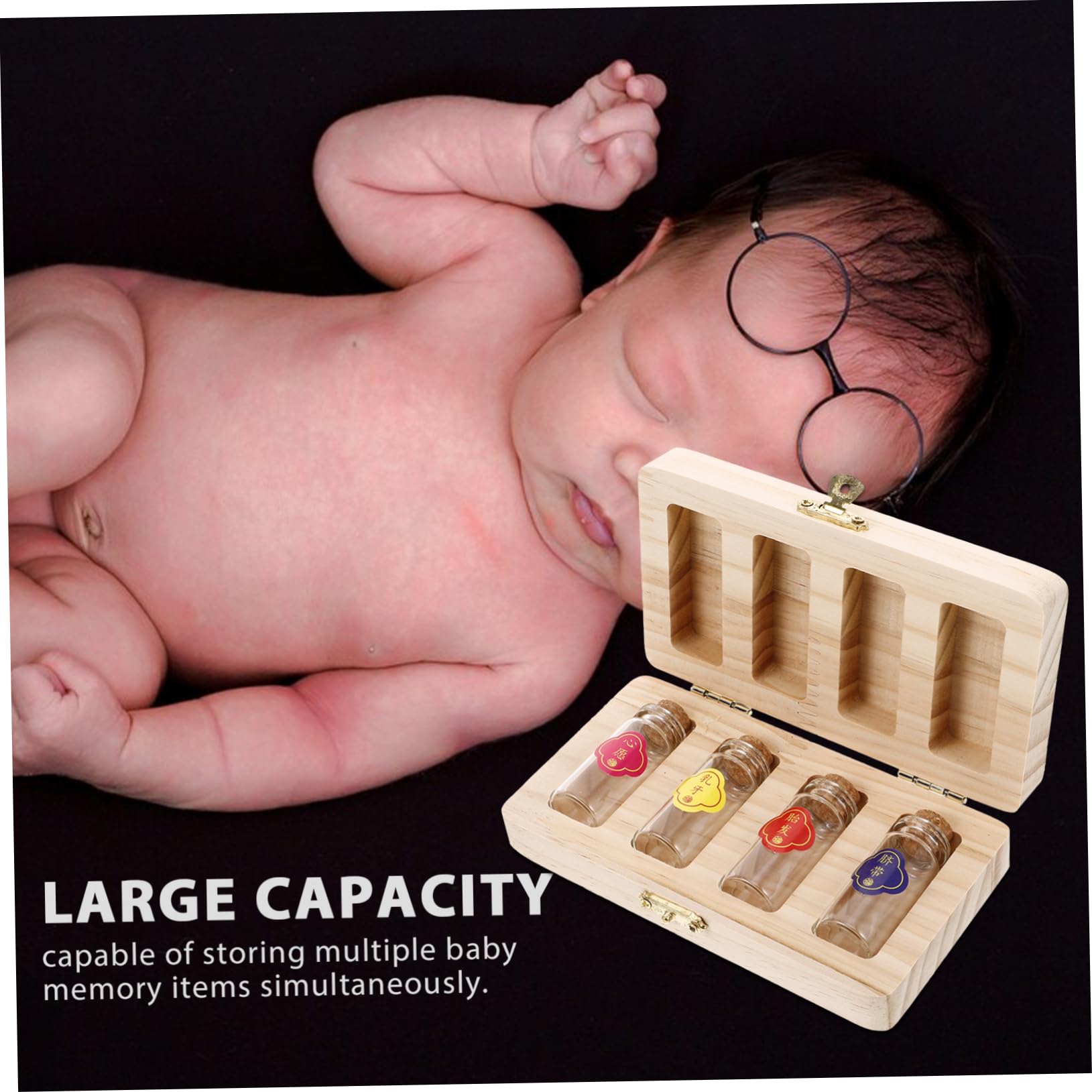 SUPVOX Baby Keepsake Box with 4 Storage Bottles for Newborn Fetal Hair and Umbilical Cord Memory Preservation Infant Milestone Gift - Image 4