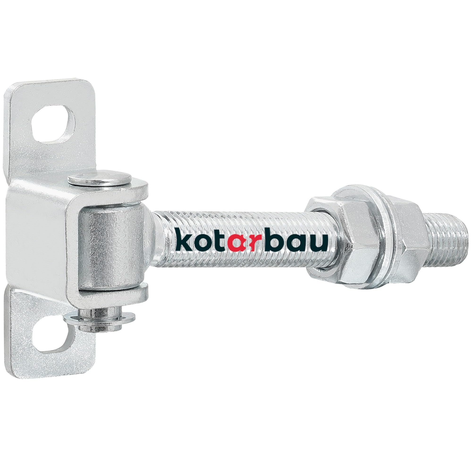 Kotarbau Silver Kotarbau® Gate Hinge - Steel - 130 Mm (5.12 Inches) M16 - Adjustable - Heavy Duty Hinges - Garden Gate Hinges - Robust Hinge On Plate