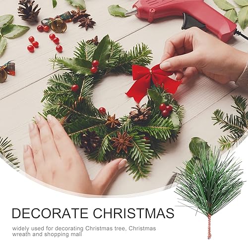 Miniatura 2 de Ciieeo 24 piezas de agujas de pino artificiales, ramas de Navidad, picas de pino de vegetación falsa, ramitas de ciprés para manualidades,