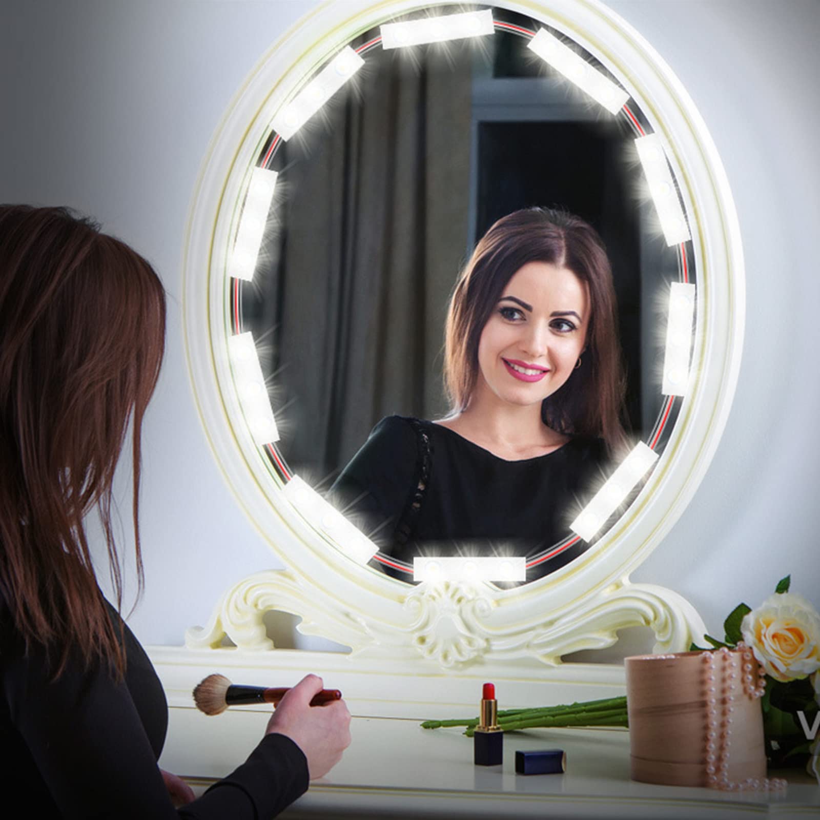 Lumières de Miroir de Maquillage à LED 42LEDs Dimmable Touch Control Lumières de Miroir de courtoisie Lumière de Miroir de Salle de Bain avec câble USB Bande Lumineuse à LED Miroir de Dressage