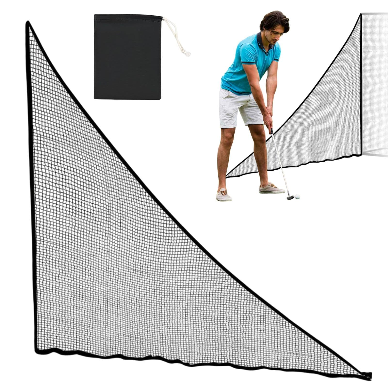 Fissaggio a rete da golf, rete laterale da golf, ali laterali triangolari con sacco di sabbia, prolunga della rete laterale da golf, rete di intercettazione sportiva per golf, baseball, hockey, calcio