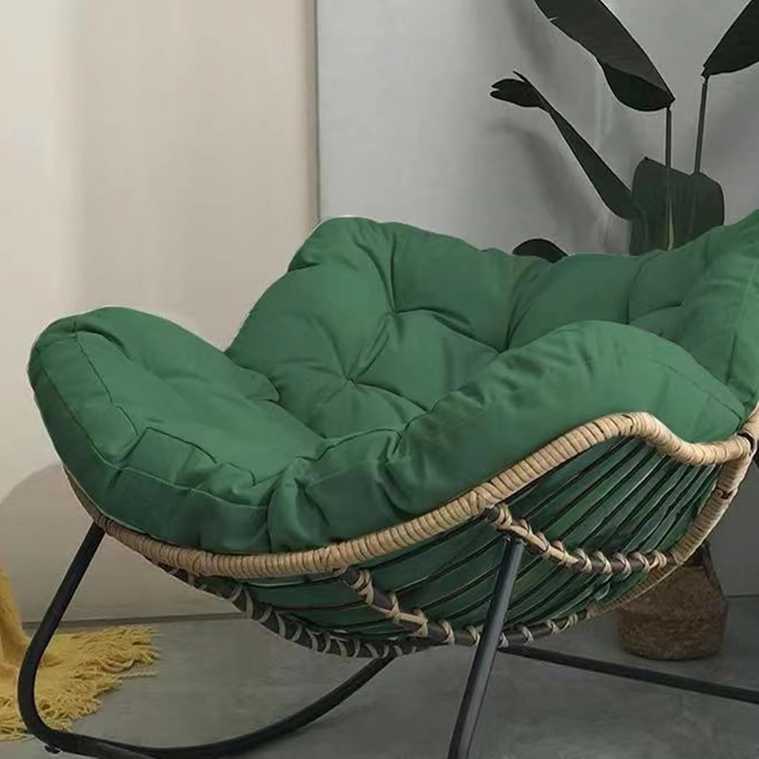 LLMMOOP Leisure Rocking Chair and Footstool Set, Oversized Patio Recliner Chair Comfortable Upholstered Rocking Chair with Thick Cushio Modern Lounge Chair (green) LLMMOOP Leisure Rocking Chair and Footstool Set, Oversized Patio Recliner Chair Comfortable Upholstered Rocking Chair with Thick Cushio Modern Lounge Chair (green)