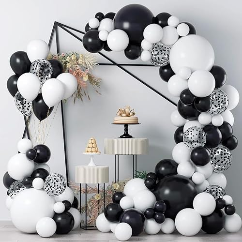 Miniatura 6 de RUBFAC 65 globos de látex negro, globos de fiesta de helio de 12 pulgadas con cinta para boda, cumpleaños, graduación, baby shower, despedida de