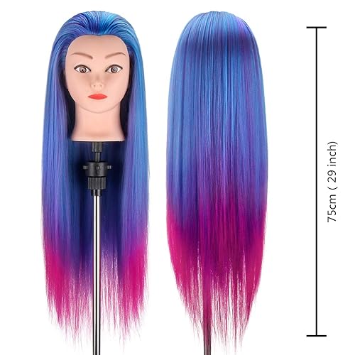 Miniatura 9 de TopDirect - Cabeza de maniquí, 29 pulgadas, maniquí de cabello sintético con cabeza de maniquí de pelo sintético, práctica de cosmetología, muñeca