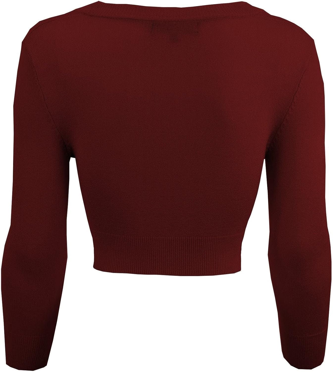 YEMAK Women's Cropped Bolero Cardigan – 3/4 Sleeve V-Neck Basic Classic Casual Button Down Knit Soft Sweater Top (S-4XL) - Image 3