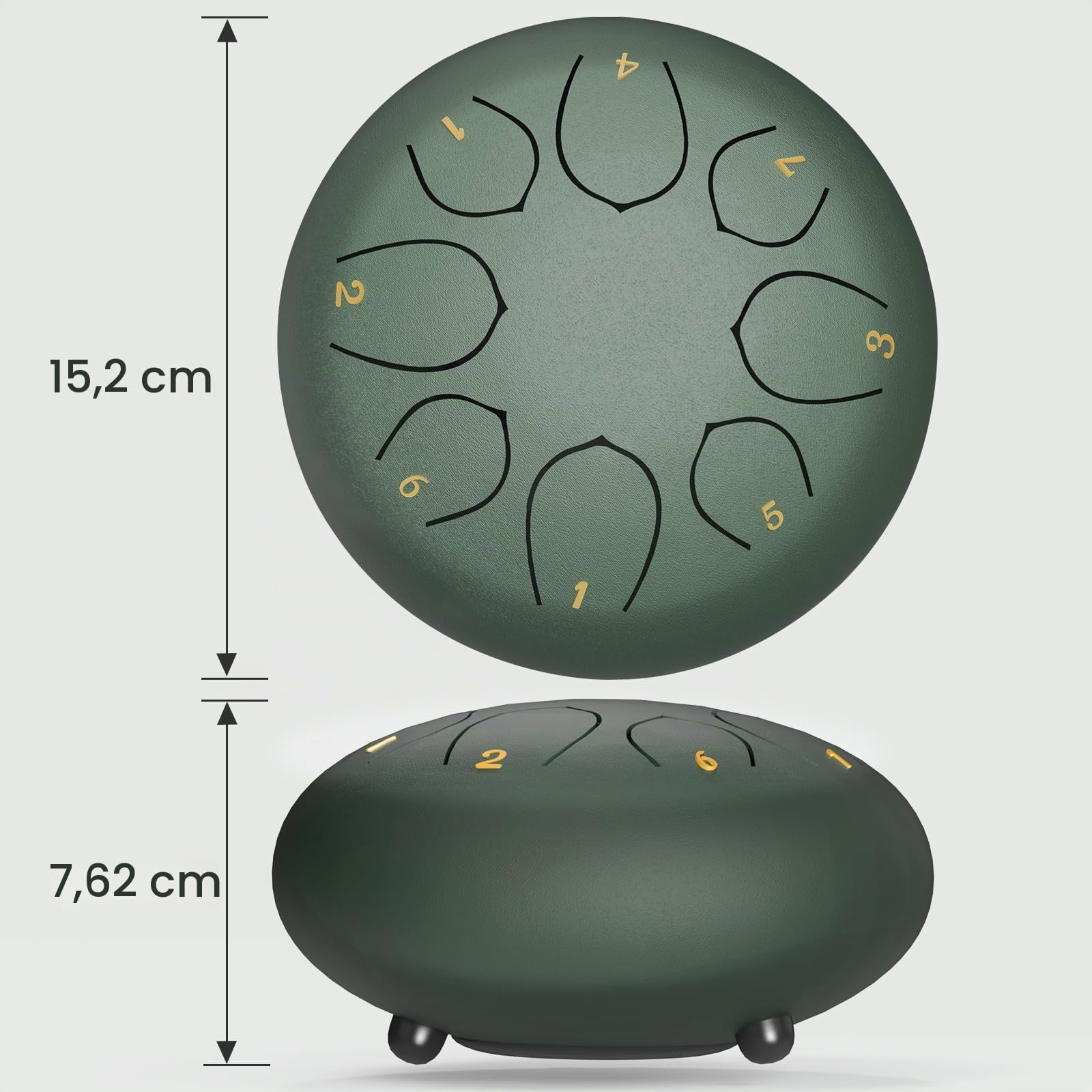 Tambour de pluie pour extérieur, carillon de pluie, tambour de pluie pour instruments de jardin, kit de batterie chakra avec livre de musique (Verde pietra, 6 Inch)