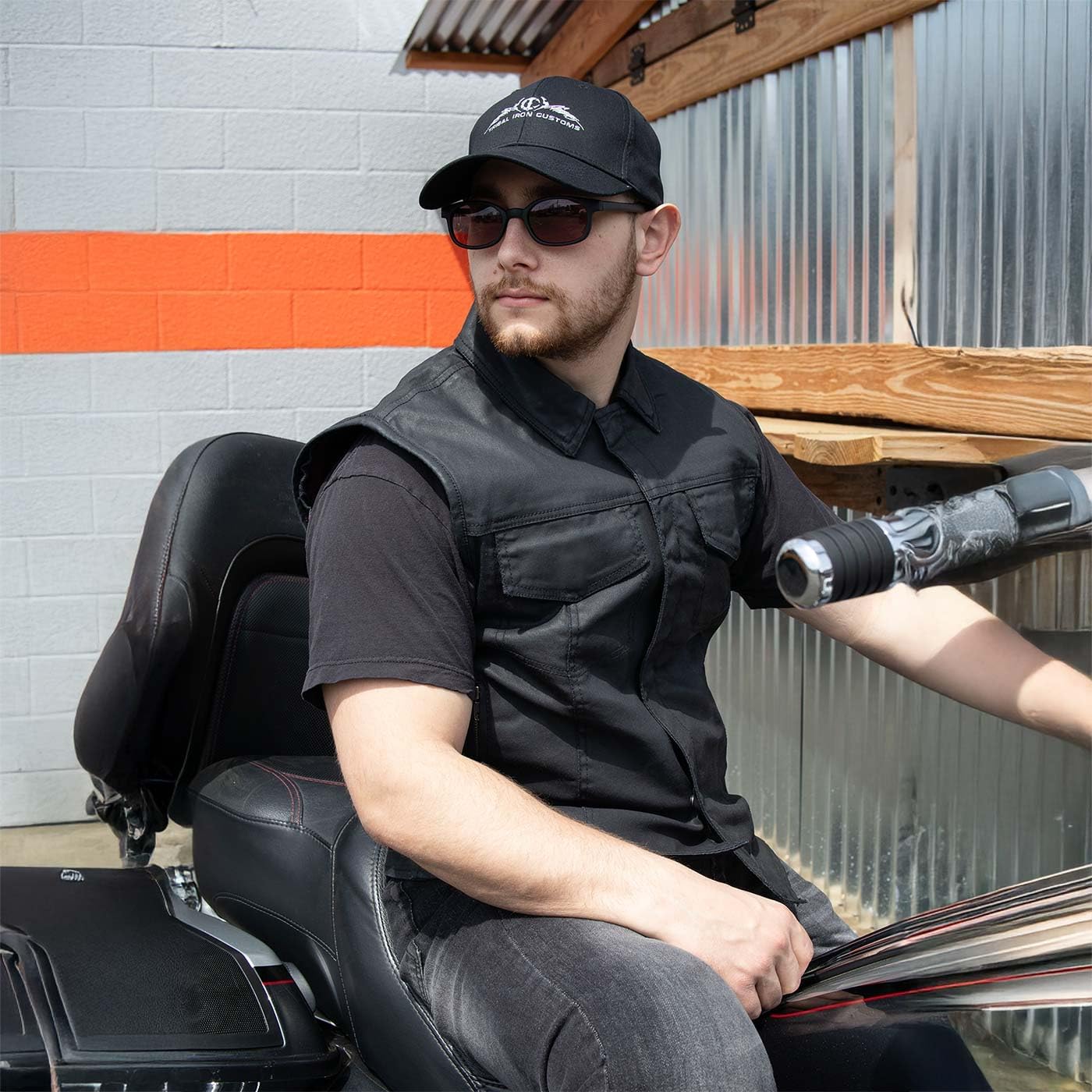 Milwaukee Leather MDM3030 Men’s Black Waxy Coated Denim Club Style Motorcycle Rider Vest w/Shirt Collar - 3X-Large - Image 7