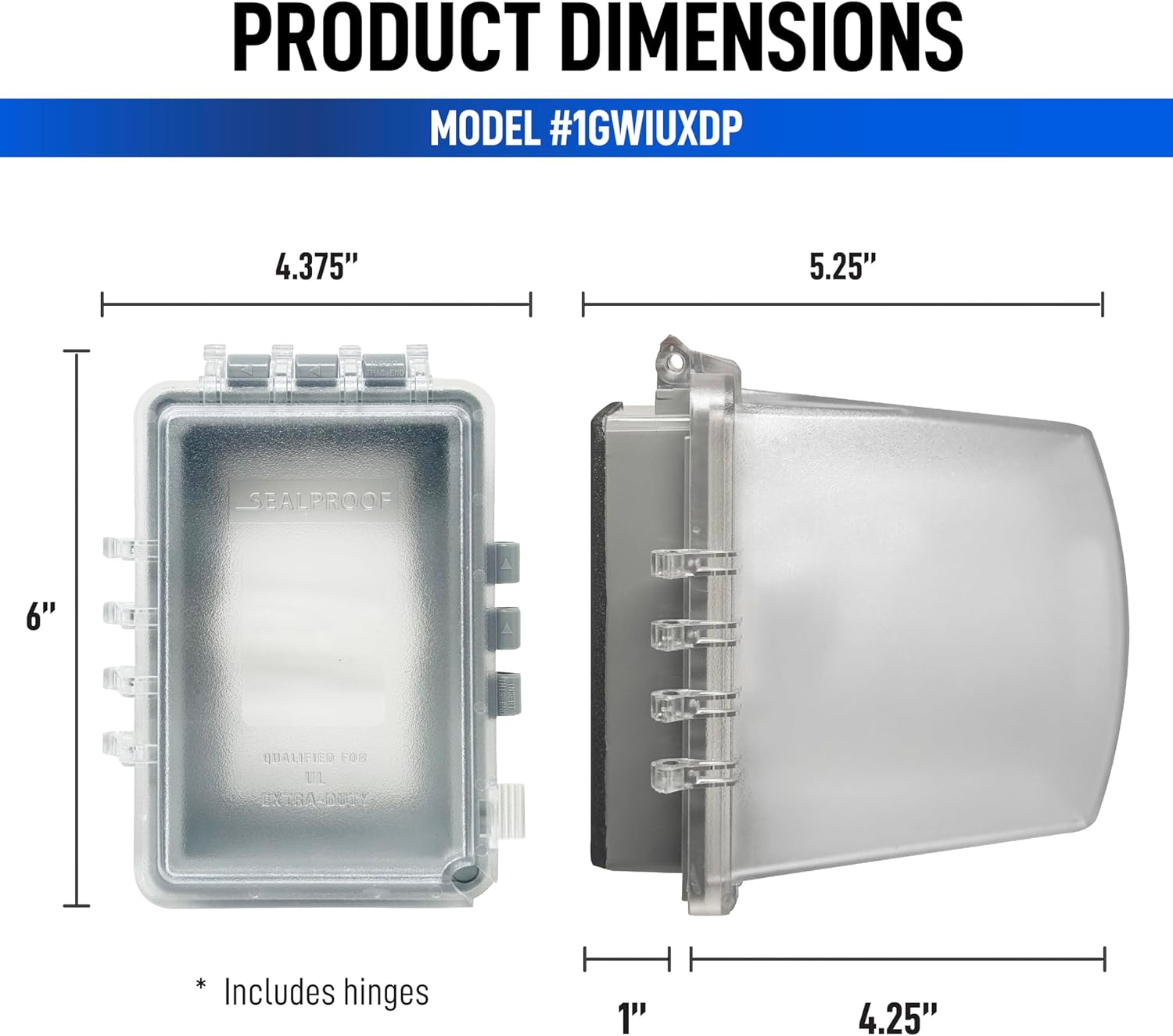 Sealproof 1-Gang Weatherproof In Use Outdoor Outlet Extra Deep Cover | Lockable, UL Extra Duty Compliant, 18 Configurations, Polycarbonate