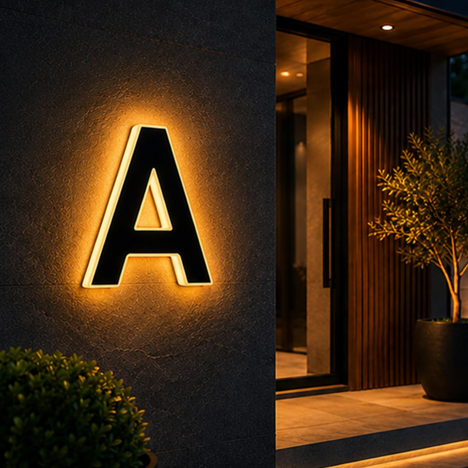 2026 New Solar House Numbers for Outside, LED Illuminated Address Sign, Dusk to Dawn Auto On/Off, IP65 Waterproof Lighted House Numbers, No-Drill Adhesive or Screw Mount for House, Garage, Fence