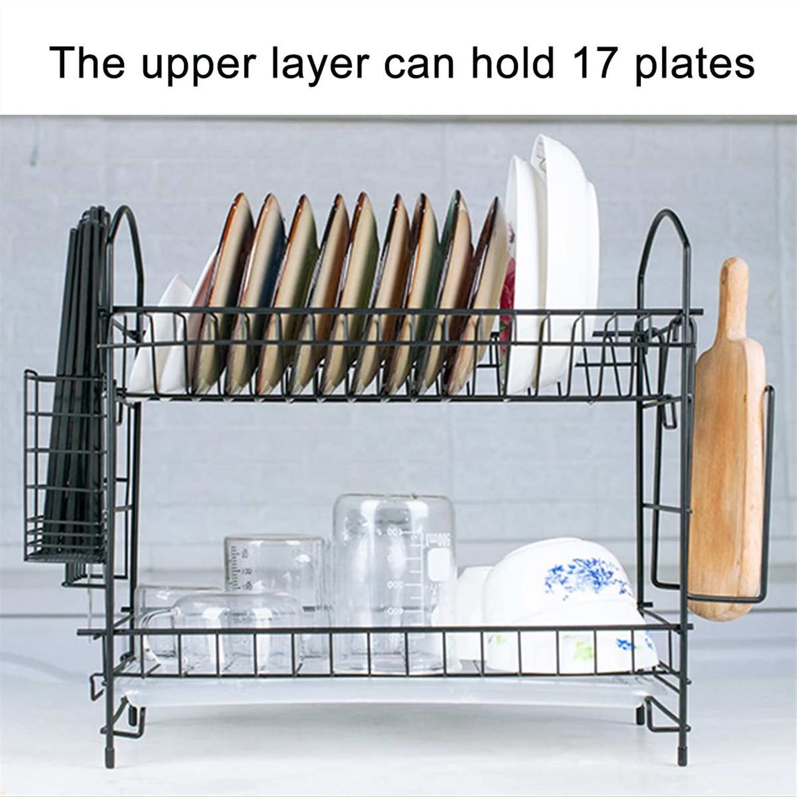 Portapiatti 2 Tiers Metallo Drenaggio Drenaggio Cucina Cappello for stoccaggio Stoccaggio Piano di lavaggio Piano di lavaggio Asciugatura Asciugatura Strumento di stoccaggio Strumento Organizzatore Ac