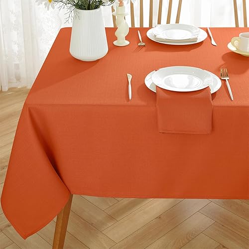 Miniatura 2 de Mantel rectangular de otoño, a prueba de derrames, lavable a máquina, de poliéster, tela de lino sintético texturizada, para otoño, Acción de