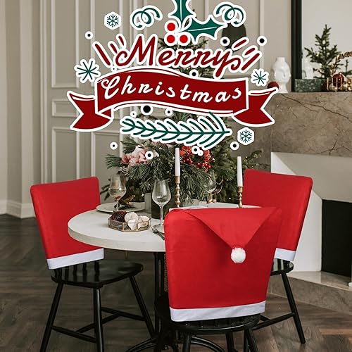 Miniatura 5 de 4 fundas de silla de Navidad, cubierta trasera de silla roja, cubierta de sombrero de Papá Noel para decoración de Navidad, comedor, vacaciones